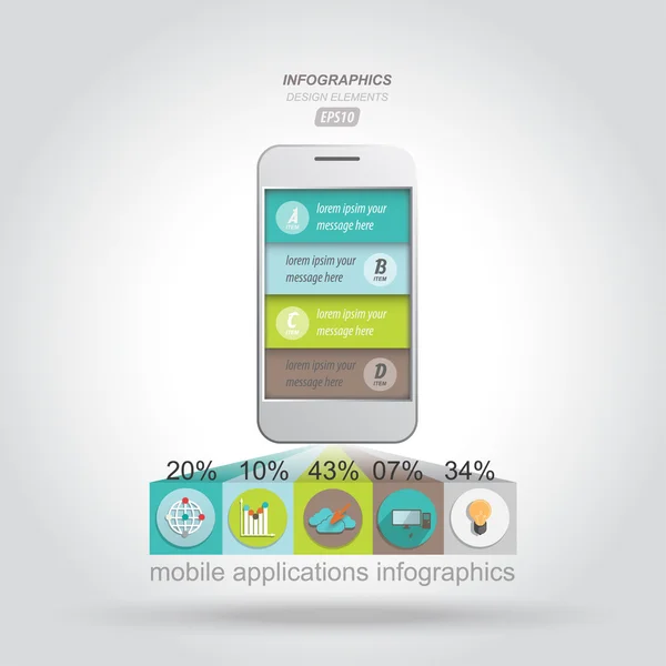 Las infografías utilizan aplicaciones móviles — Vector de stock