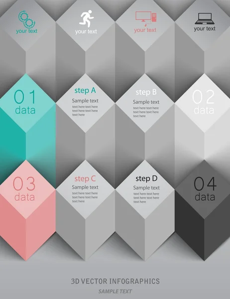 Plantilla de vector 3d para infografías — Archivo Imágenes Vectoriales