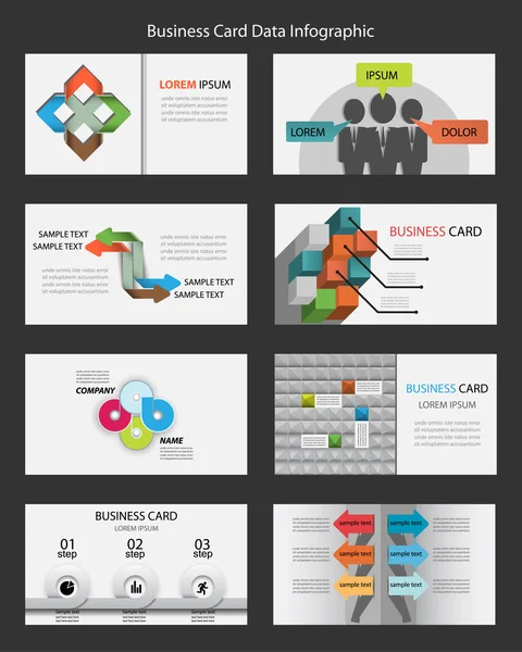 Conjunto de infografías de datos de tarjetas de visita vectoriales — Archivo Imágenes Vectoriales