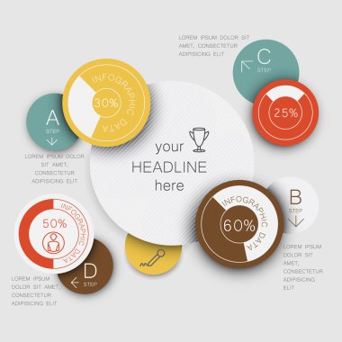 Daire tasarım şablonu soyut kaotik infographics