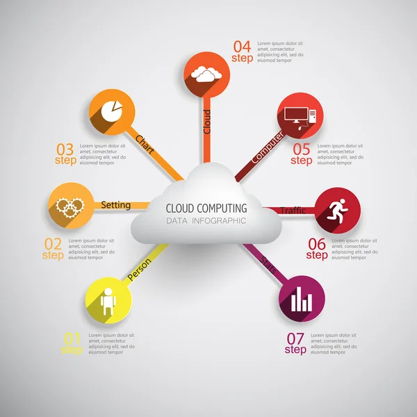 Infografica dati cloud computing — Vettoriale Stock