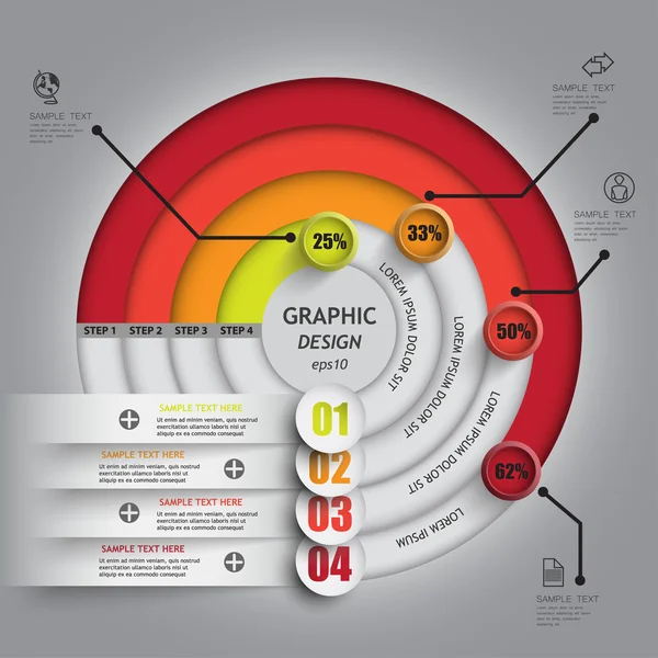Graphique à secteurs cercle linéaire pourcentage d'indicateurs complets — Image vectorielle