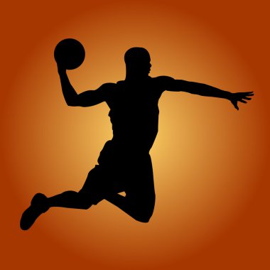 Basketbol oyuncu atlama siluet