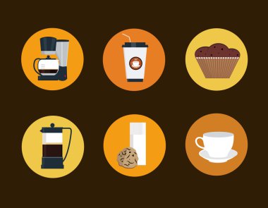 Kafeterya ve mutfak Icon set