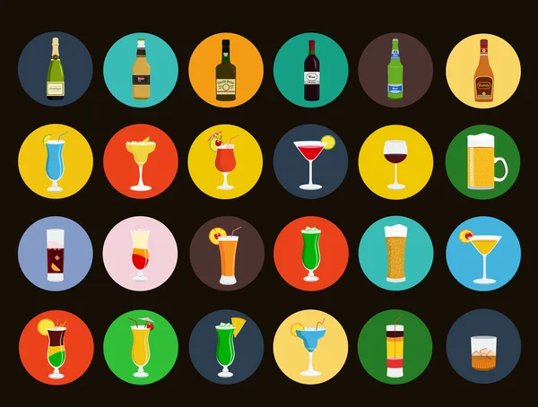 Bebidas alcohólicas icono conjunto — Archivo Imágenes Vectoriales