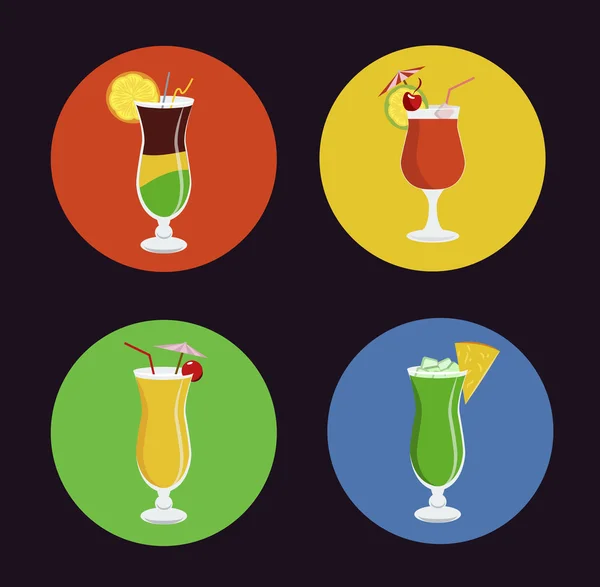 Set de iconos de cócteles exóticos — Vector de stock