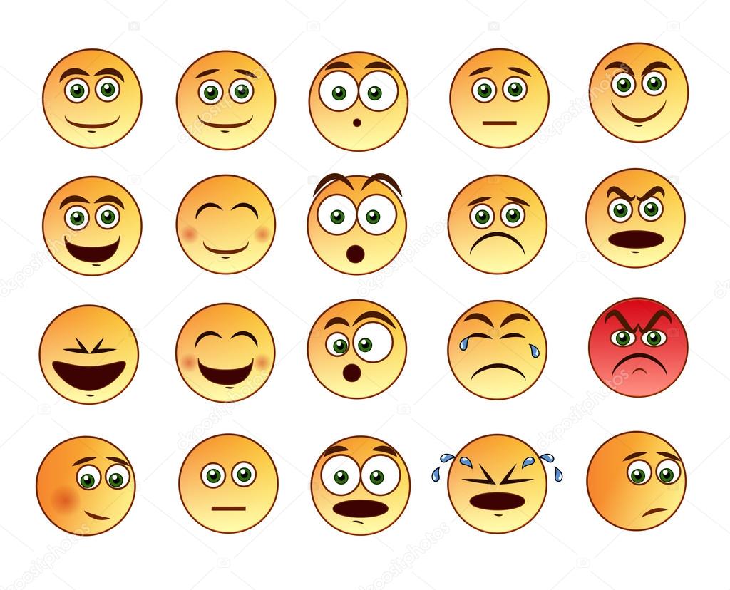 Smiley faces emoticons set