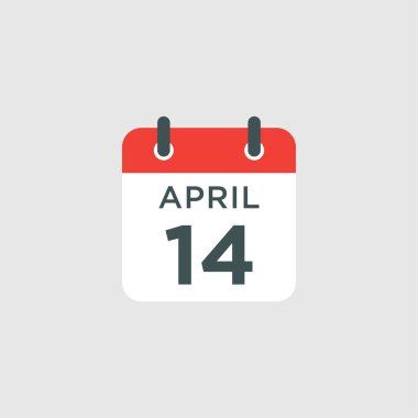 Takvim - 14 Nisan ikon illüstrasyonu izole vektör işareti