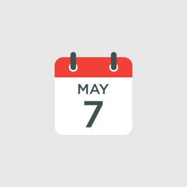 Takvim - 7 Mayıs resimleme izole vektör işareti sembolü