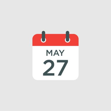 Takvim - 27 Mayıs ikon illüstrasyonu izole vektör işareti