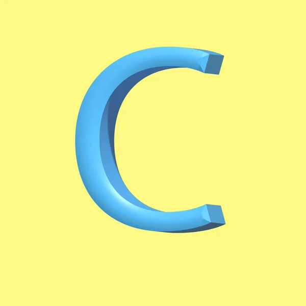 黄色の背景から隔離された青い文字Cのロゴ 3Dイラスト — ストック写真