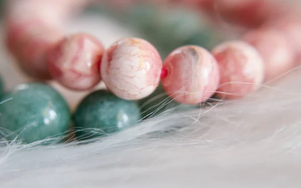 Gioielli Con Bracciale Pietra Sintetica Naturale Belle Perline Pietra Semipreziosa — Foto Stock