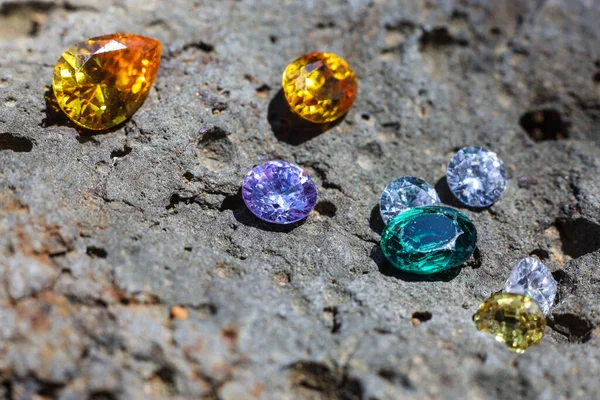 Természetes Sapphire Drágakő Jewel Vagy Drágaköveket Fekete Ragyogás Színe Gyűjteménye — Stock Fotó