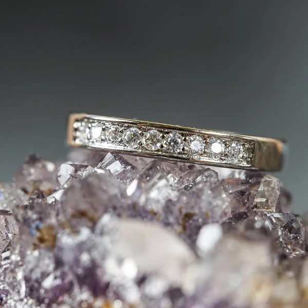 Close Engagement Diamond Ring Love Wedding Concept — Stok fotoğraf