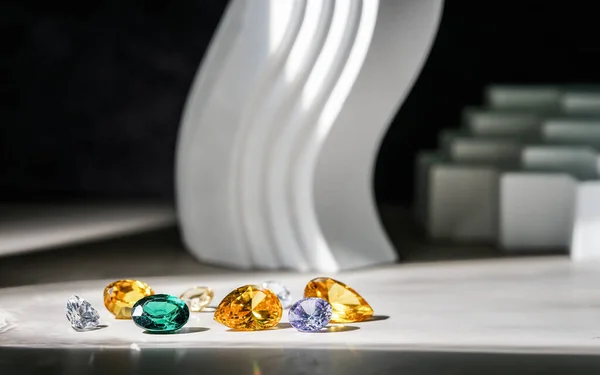 Natural Sapphire Gemstone Jewel Gems Black Shine Color Collection Many —  Fotos de Stock