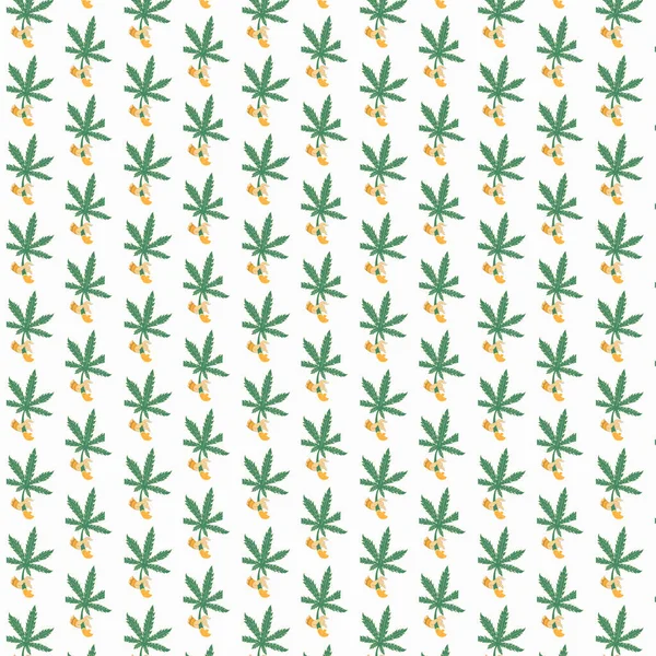 Medical Marijuana Cannabis Green Color Logo Thai Style Marijuana Leaves — Stock Photo, Image