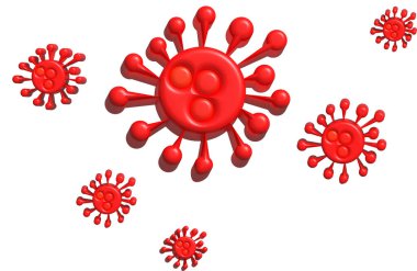 Coronavirus 2019-ncov Influenza Enfeksiyonu 3 boyutlu tıbbi illüstrasyon. Solunum gribi virüsünün hücrelerinde dolaşan hastalığın mikroskobik görüntüsü.