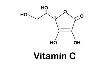 Beyaz arkaplanda C vitamini yapısal formülü