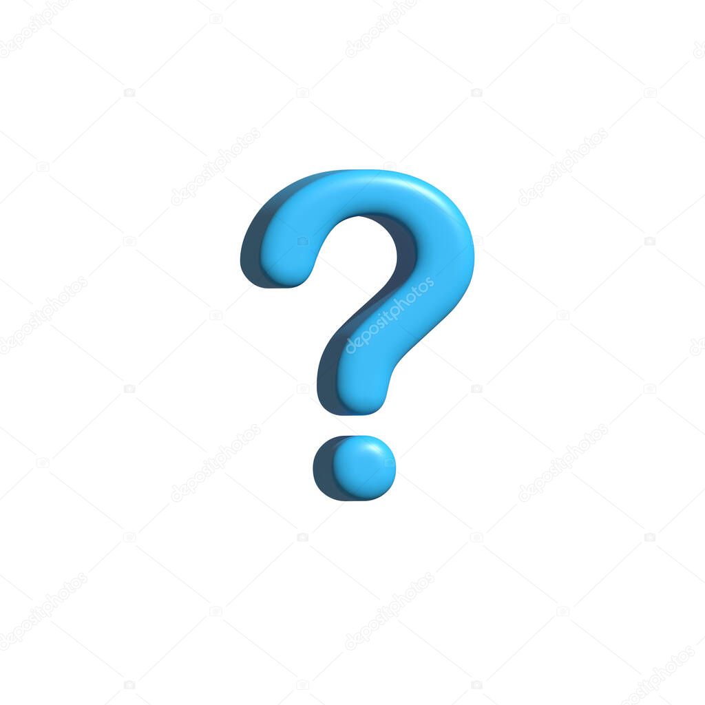 white flat question mark icon outline