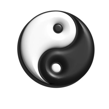 Yin Yang Sembolü Beyaz Arkaplanda İzole Edildi