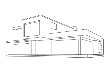 Mimari kavramlarda soyut çizgi çizimleri.