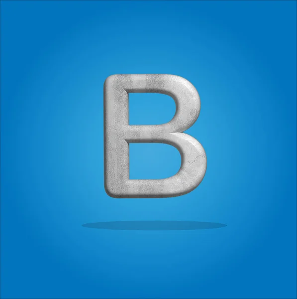 青の背景から隔離されたグレーの文字Bのロゴ 3Dイラスト — ストック写真