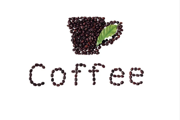 Caffeine Písmena Uspořádány Kávovými Zrny Bílém Pozadí Prostorem Pro Váš — Stock fotografie