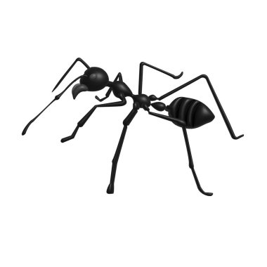 Siyah ateş karıncaları, ateş karıncaları. 3B illüstrasyon