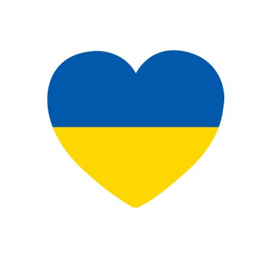 Beyaz arka planda Ukrayna bayrağı barış kalbi