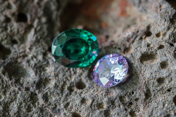 Natural Sapphire Gemstone Jewel Gems Black Shine Color Collection Many — Stockfoto