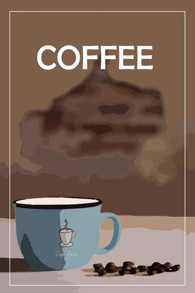illustration of a cup of coffee and beans. coffee shop menu
