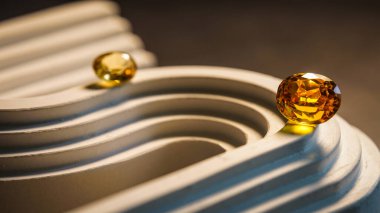 Parlak beyaz şekilli doğal safir mücevherler ya da mücevherler.