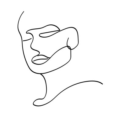 Devamlı bir kadın yüzü çizimi.