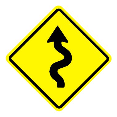 Sarı trafik karesi şekilli Beyaz zigzag yol işareti