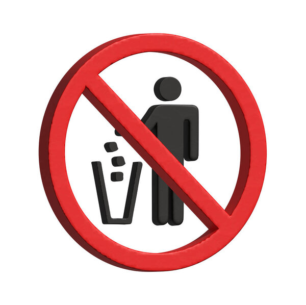 3D реалистичный Нет помет знак, изолированный на белом фоне