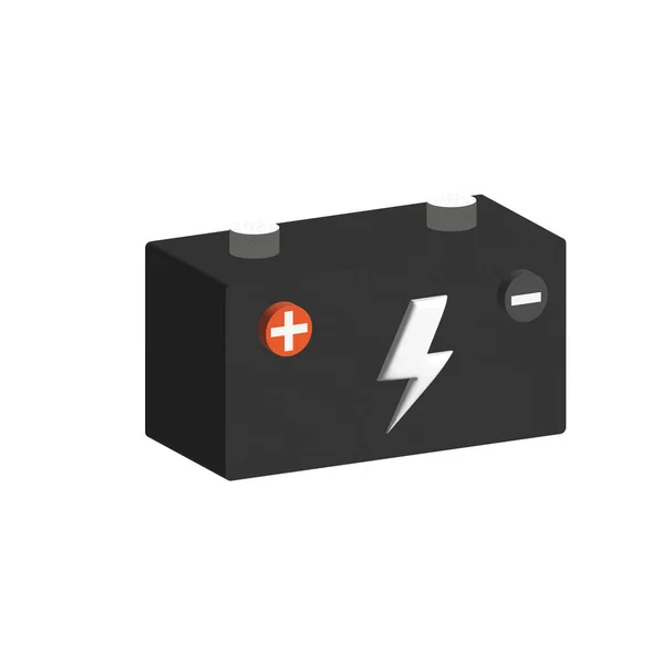 Realistic Car Battery Icon Isolated White Background — Stock Photo, Image