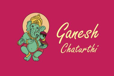 Mutlu Ganesh Chaturthi selamları. Mutlu Ganesh Chaturthi Hint Festivali afiş tasarım şablonu.