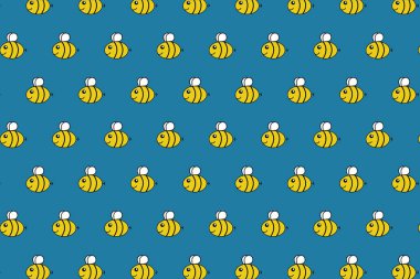 bal arıları deseni herhangi bir tasarım için mavi renkte tekrar eder