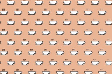 Bej arka planda kusursuz kahve fincanı deseni