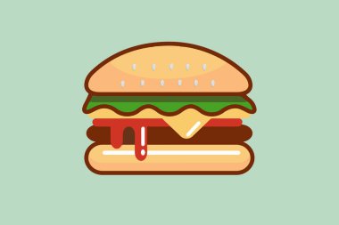 Hamburger ikonu. düz tasarım çizimi