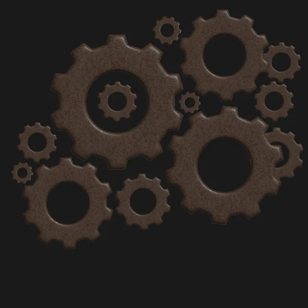 Gears Different Sizes Rendering — Stock Photo, Image