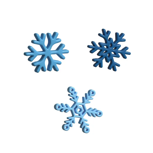 Conjunto Copos Nieve Azul Iconos Aislados —  Fotos de Stock