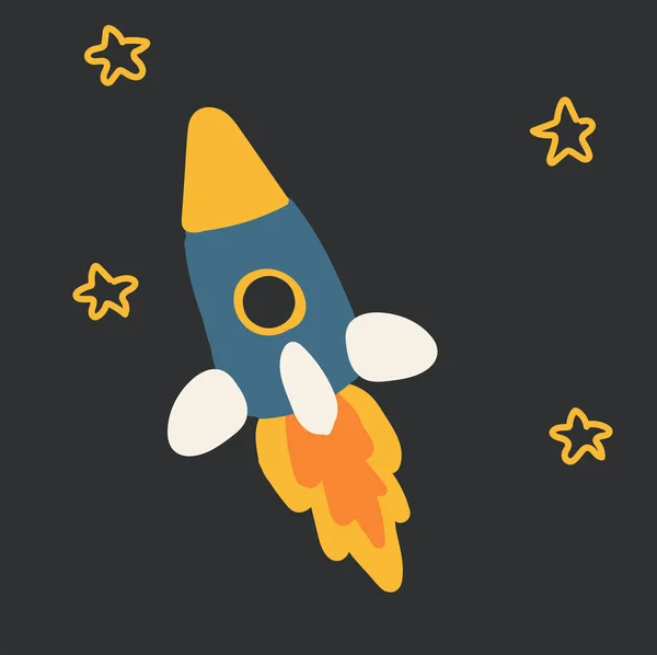 Illustration Der Rakete Mit Sternen — Stockfoto