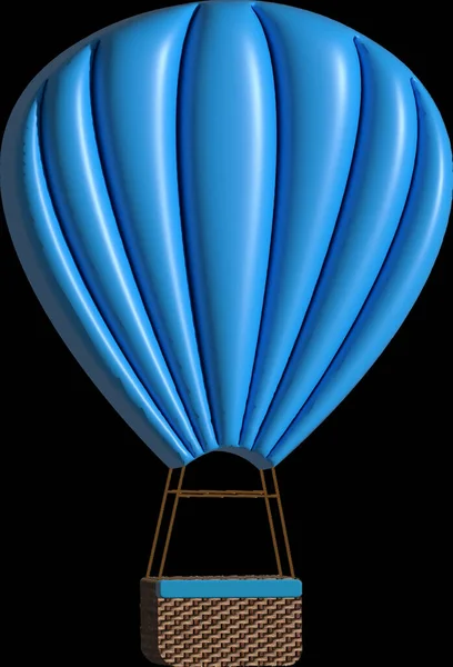 Siyah Arka Planda Mavi Sıcak Hava Balonu — Stok fotoğraf