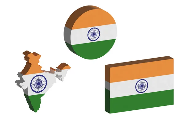 Set Indian Flags Official Colors Properly Proportioned Illustrations — Stock Photo, Image