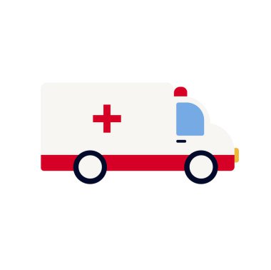 Beyaz ambulans arabası, tıbbi minibüs. Sağlık hizmetleri, sağlık hizmetleri, acil durum kavramı.