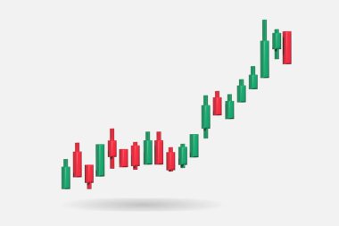 Büyüme borsası diyagramı finansal grafik veya ticari yatırım borsa analizi grafiği ve ekonomi maliye raporuna göre, satıştan elde edilen istatistiksel istatistiklerle beyaz zemin üzerinde izole edilmiş bir şamdan..