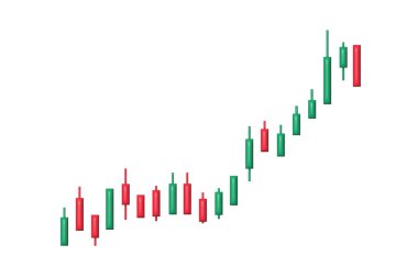 Büyüme borsası diyagramı finansal grafik veya ticari yatırım borsa analizi grafiği ve ekonomi maliye raporuna göre, satıştan elde edilen istatistiksel istatistiklerle beyaz zemin üzerinde izole edilmiş bir şamdan..