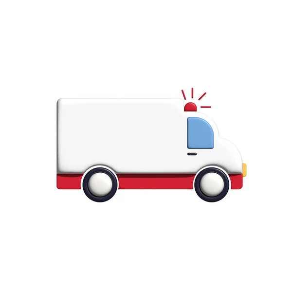 Realistischer Weißer Krankenwagen Medizinischer Transporter Medizinischer Rettungsdienst Gesundheitswesen Notfallkonzept — Stockfoto