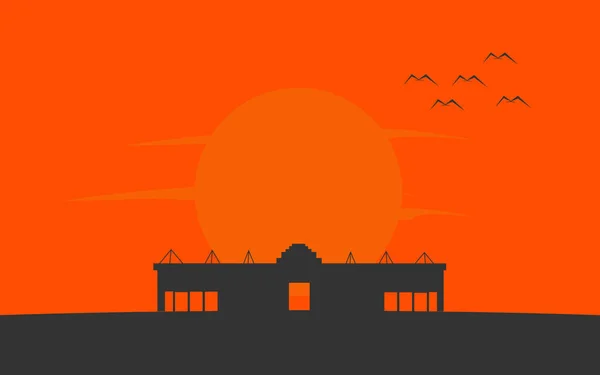 Football Field Sunset Isolated Orange Background — Stock Photo, Image